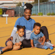 Alysia Montaño, center, and daughter Linnea (left, aged five), and son Aster (two).